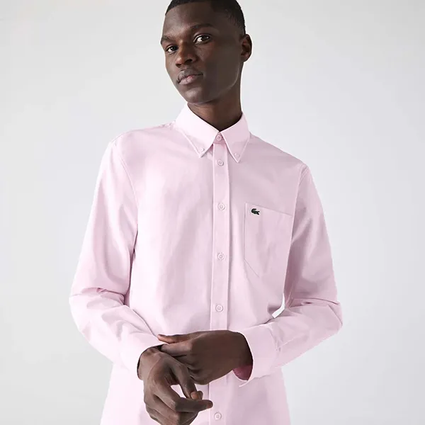 Áo Sơ Mi Dài Tay Nam Lacoste Regular Fit Shirt CH8436 - ADY Màu Hồng Size 39