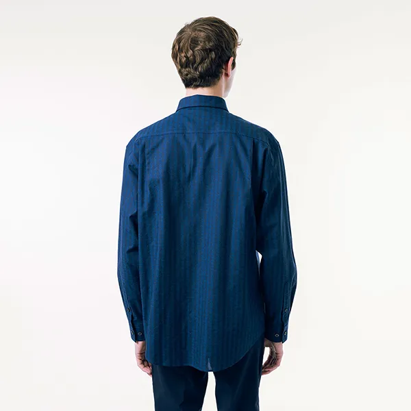 Áo Sơ Mi Dài Tay Nam Lacoste Tonal Monogram Button-Down Shirt CH4734 - 166 Màu Xanh Navy Size 38