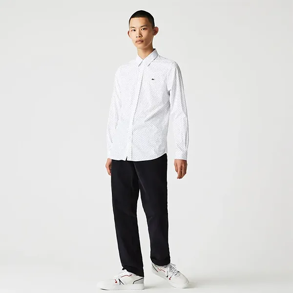 Áo Sơ Mi Nam Dài Tay Lacoste Men’s Slim Fit Shirt CH8953-522 Màu Trắng Size 39