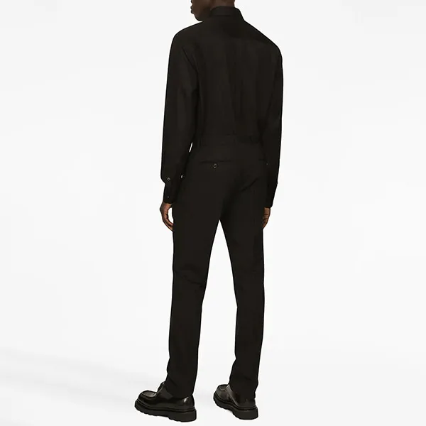 Áo Sơ Mi Nam Dolce & Gabbana D&G Logo-embroidered Cotton Shirt G5JG4Z Màu Đen Size 38