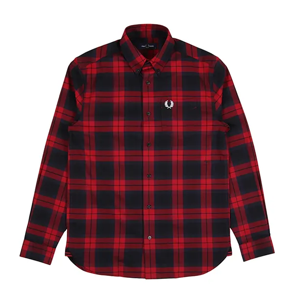 Áo Sơ Mi Nam Fred Perry Bold Tartan Shirt M9537 - 842 Màu Đỏ/Đen Size S