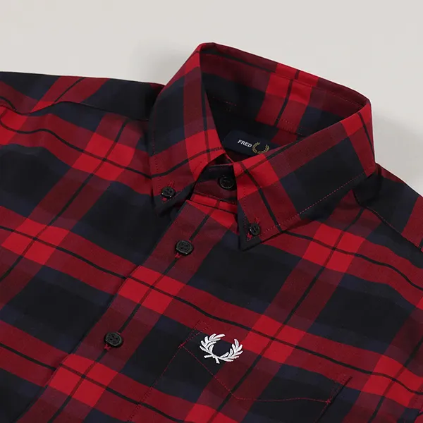 Áo Sơ Mi Nam Fred Perry Bold Tartan Shirt M9537 - 842 Màu Đỏ/Đen Size S