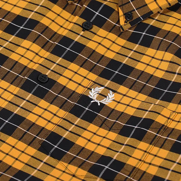 Áo Sơ Mi Nam Fred Perry Tartan Oxford Shirt M9514 - 904 Màu Vàng/Đen Size S