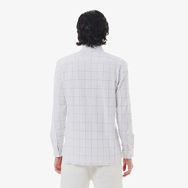 Áo Sơ Mi Tay Dài Nam Lacoste Men's Graph Check Jersey Button Down Shirt CH6416 - 031 Màu Trắng Kẻ Size 40