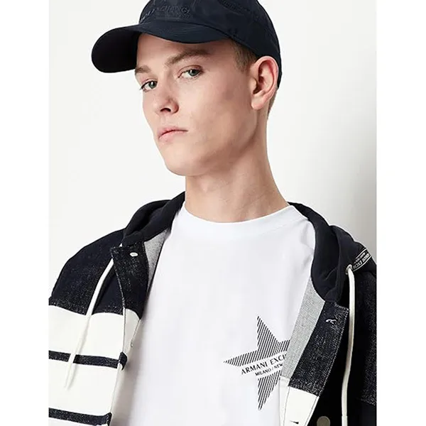 Áo Thun Nam Armani Exchange Hình Sao Nhỏ 3RZTLB ZJ8EZ Tshirt Màu Trắng Size M