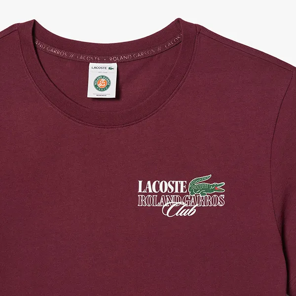 Áo Thun Nam Lacoste Roland-Garros Edition Cotton Tennis Tshirt TH7905 IXZ Màu Đỏ Đô Size 3