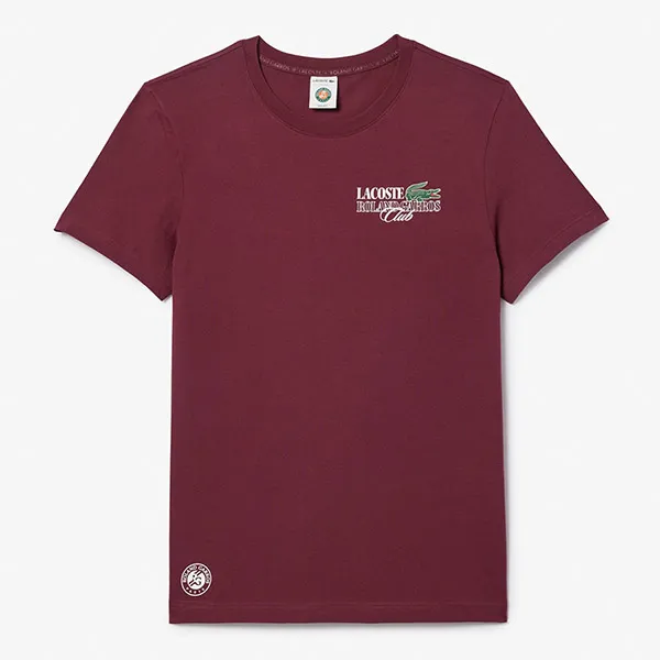 Áo Thun Nam Lacoste Roland-Garros Edition Cotton Tennis Tshirt TH7905 IXZ Màu Đỏ Đô Size 3