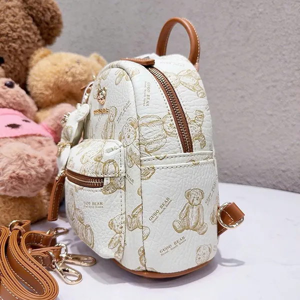 Balo Nữ Guoo Bear GU8017-2910 Màu Trắng Họa Tiết Size S