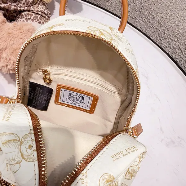 Balo Nữ Guoo Bear GU8017-2910 Màu Trắng Họa Tiết Size S