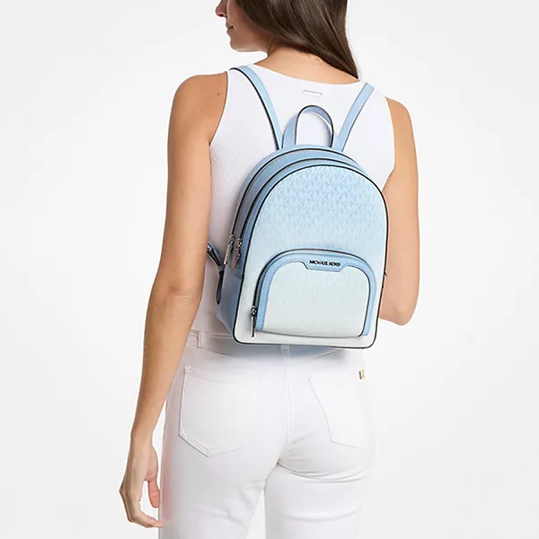 Balo Nữ Michael Kors MK Jaycee Medium Ombré Signature Logo Backpack 35R5S8TB8V Màu Xanh Nhạt