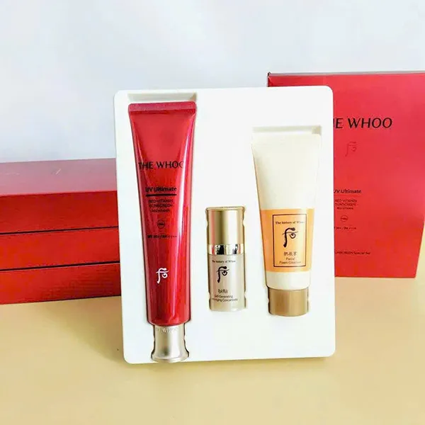 Bộ Dưỡng Và Bảo Vệ Da Whoo UV Ultimate Red Vitamin Set 3 Món