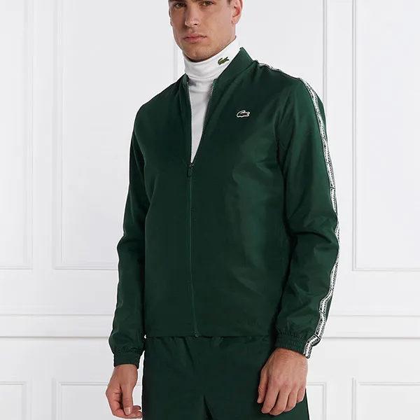 Bộ Quần Áo Gió Tennis/Pickleball Nam Lacoste Sport Recycled Fabric Tennis Tracksuit WH1792 Màu Xanh Lá Size 2