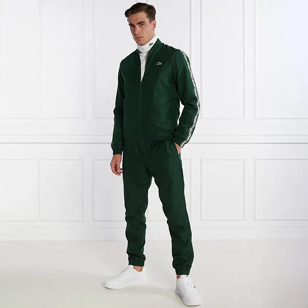 Bộ Quần Áo Gió Tennis/Pickleball Nam Lacoste Sport Recycled Fabric Tennis Tracksuit WH1792 Màu Xanh Lá Size 2