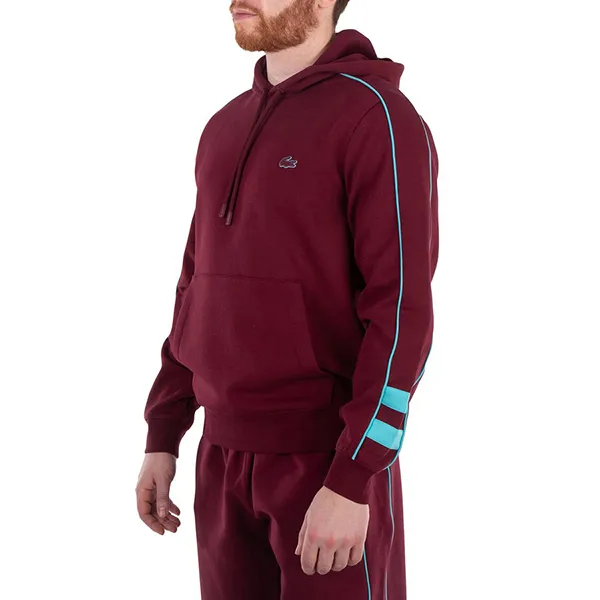 Bộ Quần Áo Nỉ Nam Lacoste Fleece Jogging In Burgundy/Turquoise Màu Đỏ Đô Size 2