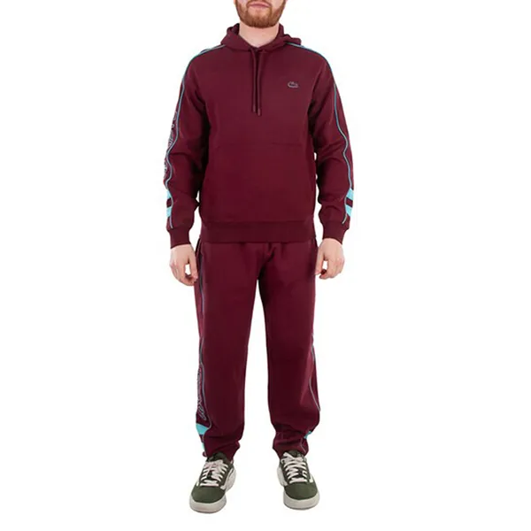 Bộ Quần Áo Nỉ Nam Lacoste Fleece Jogging In Burgundy/Turquoise Màu Đỏ Đô Size 2