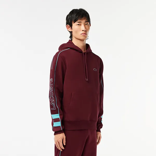 Bộ Quần Áo Nỉ Nam Lacoste Fleece Jogging In Burgundy/Turquoise Màu Đỏ Đô Size 2