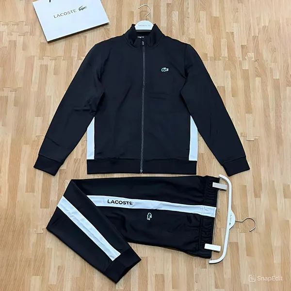 Bộ Thể Thao Nam Lacoste Tennis Sportsuit Colourblock Form Slim Màu Đen