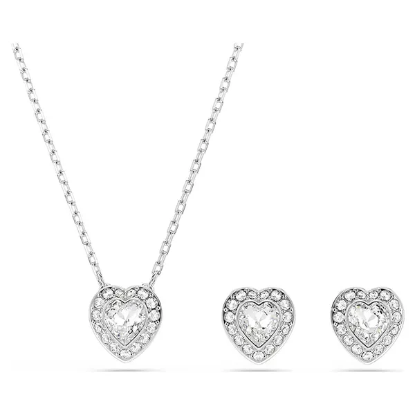 Bộ Trang Sức Swarovski x Ariana Grande Set Mixed Cuts, Heart, White, Rhodium Plated Màu Bạc