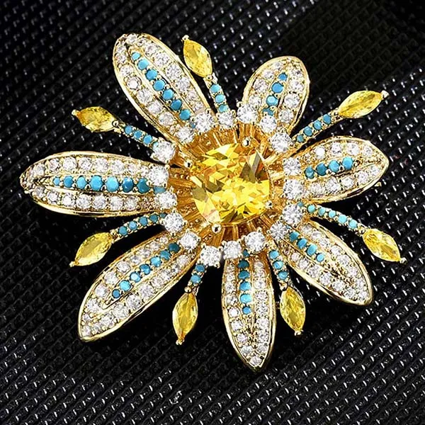 Cài Áo Nữ Meri Floral Sunshine BR916 Màu Vàng