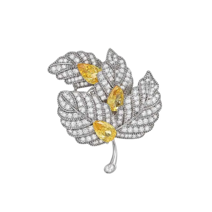 Pin Cài Áo Nữ Meri Silver Leaf BR891 Màu Bạc