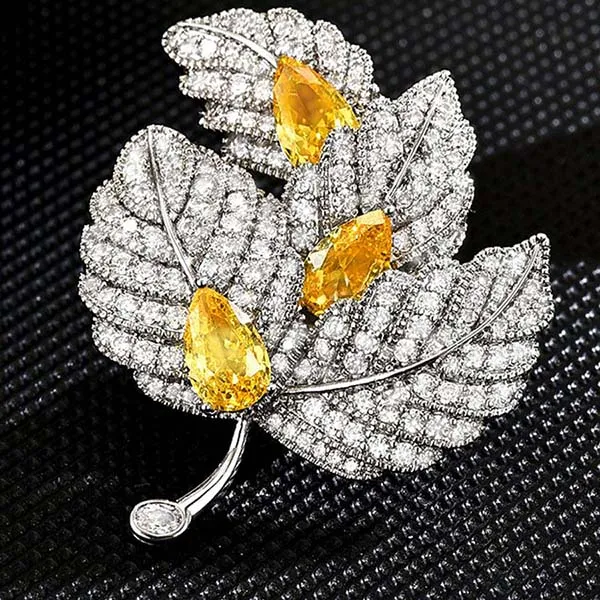 Pin Cài Áo Nữ Meri Silver Leaf BR891 Màu Bạc