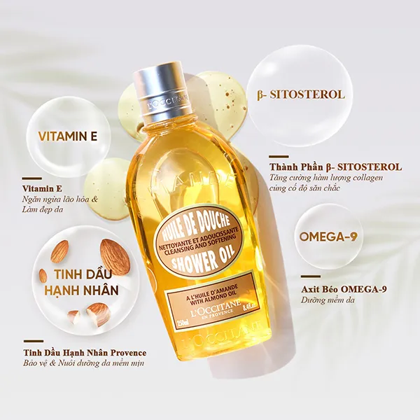 Dầu Tắm Dưỡng Da Hạnh Nhân L'Occitane Almond Shower Oil 250ml
