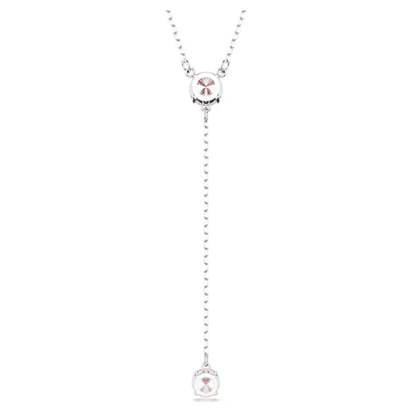 Dây Chuyền Nữ Swarovski Attract Y Necklace Round Cut, Pink, Rhodium Plated 5723570 Màu Hồng Bạc