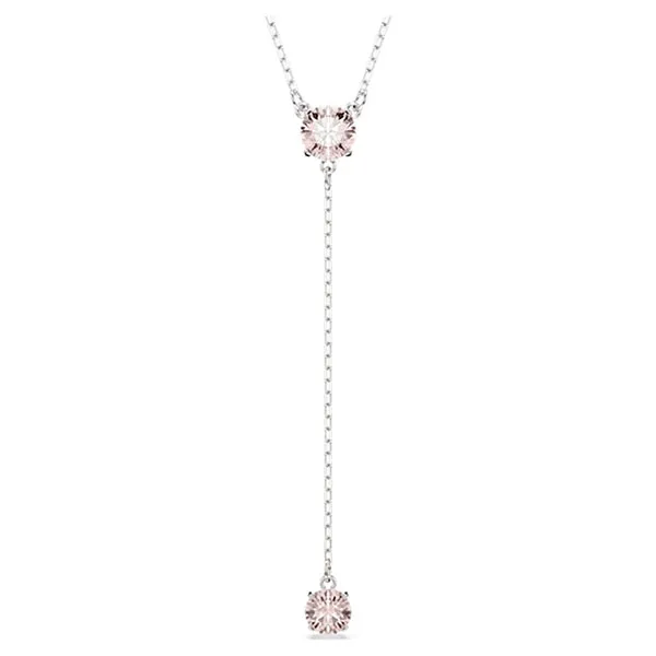 Dây Chuyền Nữ Swarovski Attract Y Necklace Round Cut, Pink, Rhodium Plated 5723570 Màu Hồng Bạc