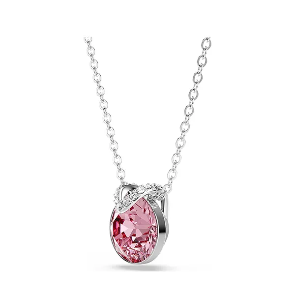 Dây Chuyền Nữ Swarovski Bella Pendant Round Cut Pink Rhodium Plated 5724289 Màu Bạc Hồng