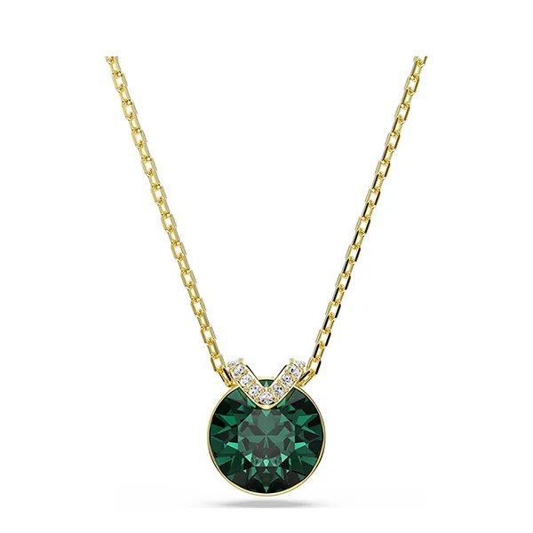 Dây Chuyền Nữ Swarovski Bella V Pendant Round Cut Green Gold-Tone Plated 5735387 Màu Xanh Vàng