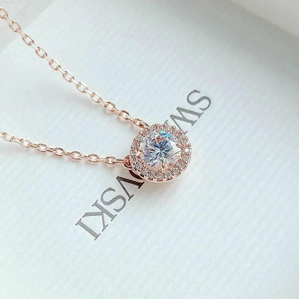 Dây Chuyền Nữ Swarovski Constella Pendant Round Cut, Pavé, White, Rose Gold-Tone Plated 5636272 Màu Vàng Hồng