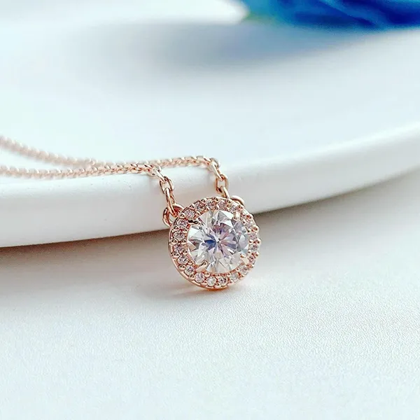 Dây Chuyền Nữ Swarovski Constella Pendant Round Cut, Pavé, White, Rose Gold-Tone Plated 5636272 Màu Vàng Hồng