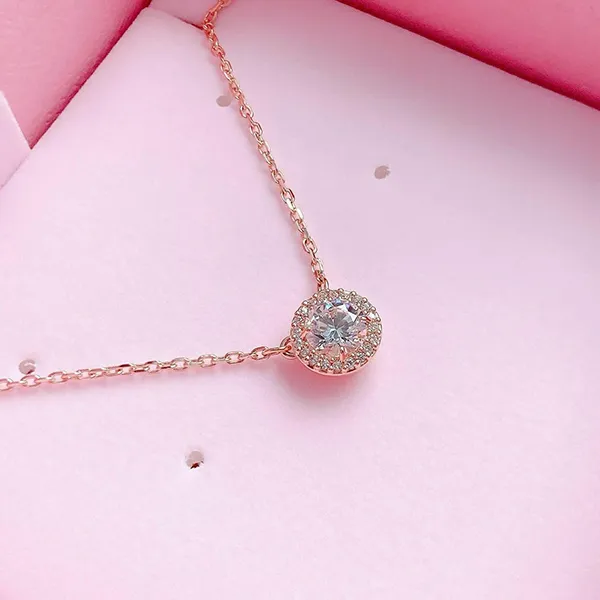 Dây Chuyền Nữ Swarovski Constella Pendant Round Cut, Pavé, White, Rose Gold-Tone Plated 5636272 Màu Vàng Hồng