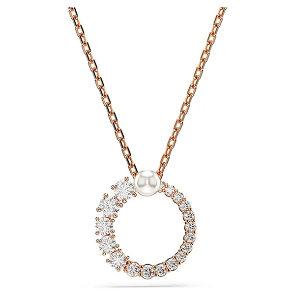 Dây Chuyền Nữ Swarovski Crystal Pearl, Round Cut, White, Rose Gold-Tone Plated 5692265 Màu Vàng Hồng