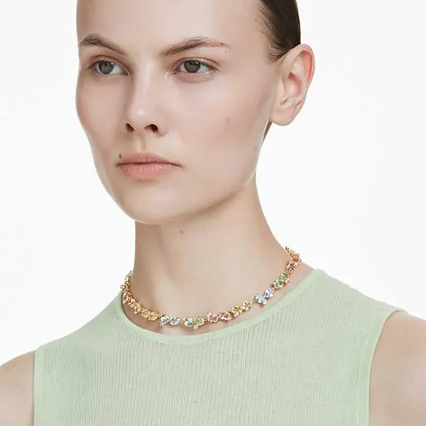 Dây Chuyền Nữ Swarovski Gema Tennis Necklace Mixed Cuts, Multicolored, Gold-tone Plated 5714836 Phối Màu
