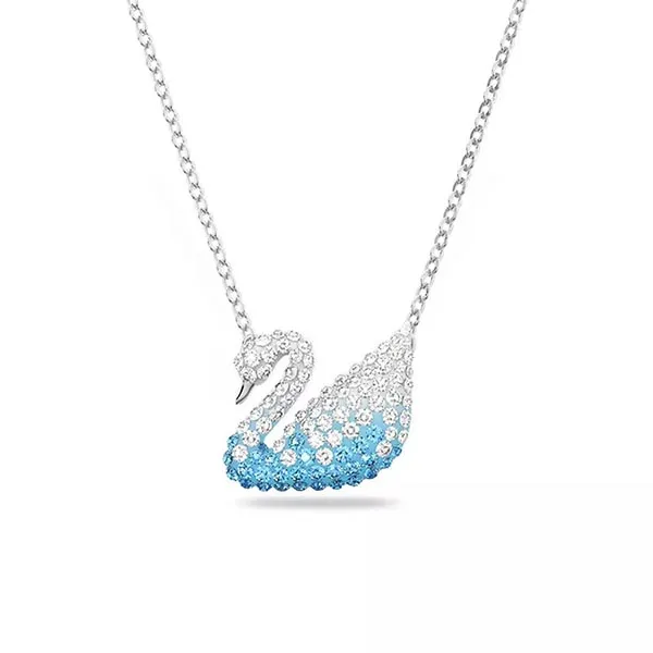 Dây Chuyền Nữ Swarovski Iconic Swan Pendant Swan, Blue, Rhodium Plated 5512095 Màu Bạc