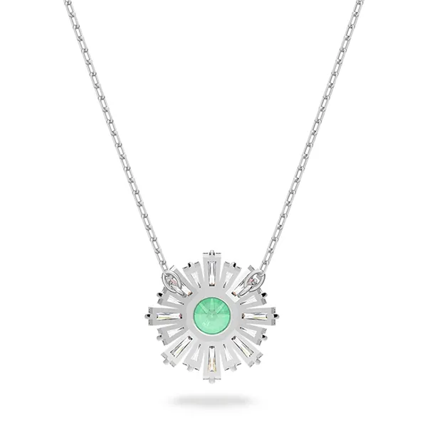 Dây Chuyền Nữ Swarovski Idyllia Pendant Mixed Cuts, Sun, Green, Rhodium Plated 5642963 Màu Bạc/Xanh