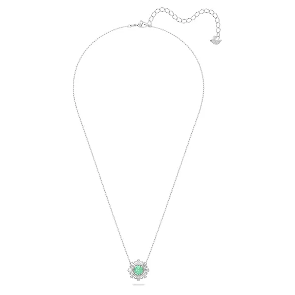 Dây Chuyền Nữ Swarovski Idyllia Pendant Mixed Cuts, Sun, Green, Rhodium Plated 5642963 Màu Bạc/Xanh