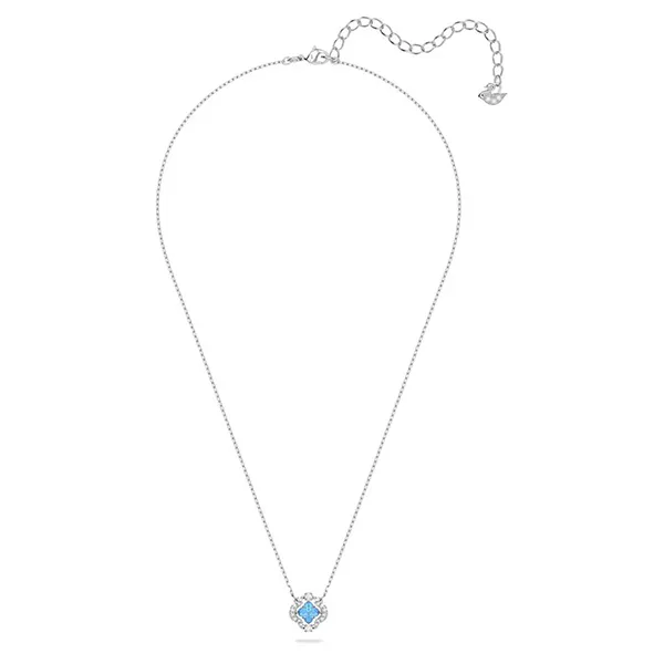 Dây Chuyền Nữ Swarovski Sparkling Dance Necklace Clover, Blue, Rhodium Plated 5642927 Màu Bạc