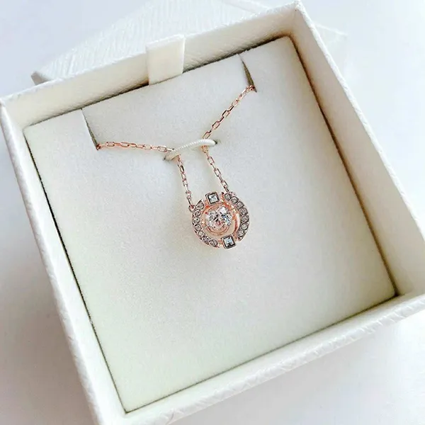 Dây Chuyền Nữ Swarovski Sparkling Dance Necklaceround, White, Rose Gold-Tone Plated 5272364 Vàng Hồng