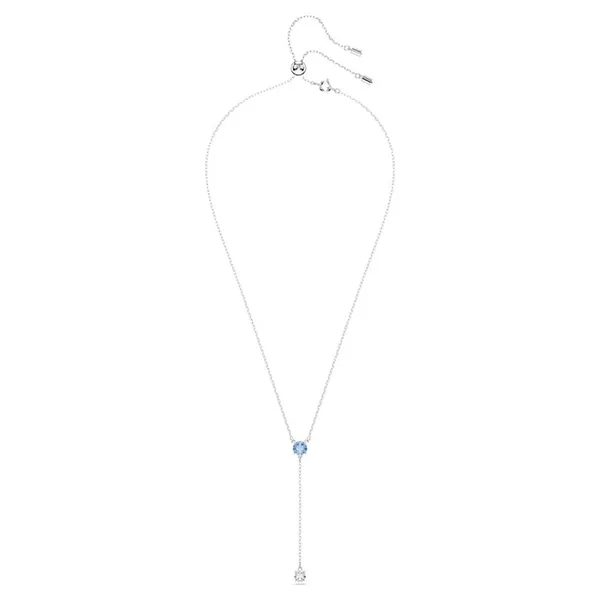 Dây Chuyền Nữ Swarovski Stilla Attract Y Necklace Round Cut, Blue, Rhodium Plated 030717344673 Màu Bạc Xanh