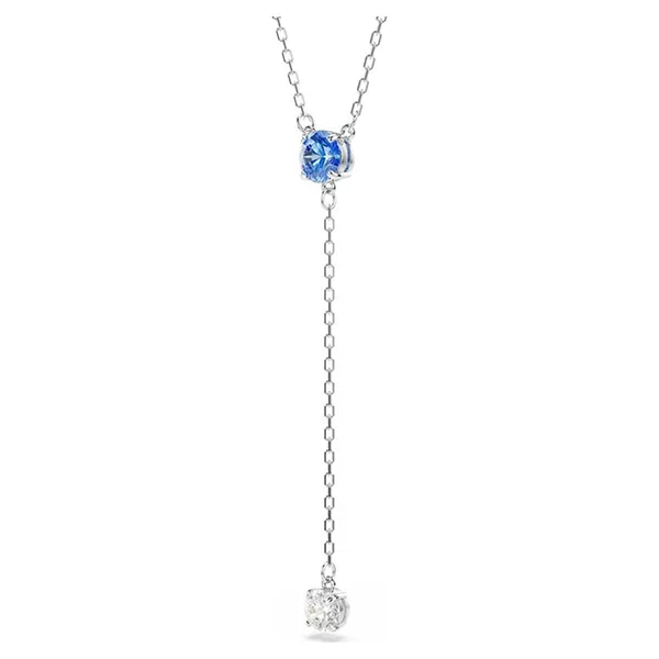 Dây Chuyền Nữ Swarovski Stilla Attract Y Necklace Round Cut, Blue, Rhodium Plated 030717344673 Màu Bạc Xanh