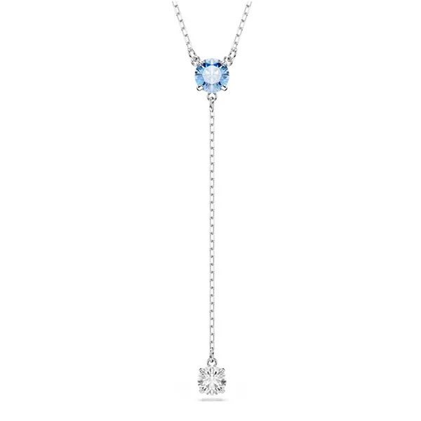 Dây Chuyền Nữ Swarovski Stilla Attract Y Necklace Round Cut, Blue, Rhodium Plated 030717344673 Màu Bạc Xanh