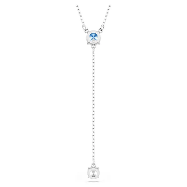 Dây Chuyền Nữ Swarovski Stilla Attract Y necklace Round Cut, Blue, Rhodium Plated 5734249 Màu Xanh Bạc