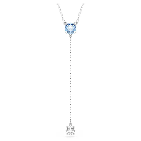 Dây Chuyền Nữ Swarovski Stilla Attract Y necklace Round Cut, Blue, Rhodium Plated 5734249 Màu Xanh Bạc