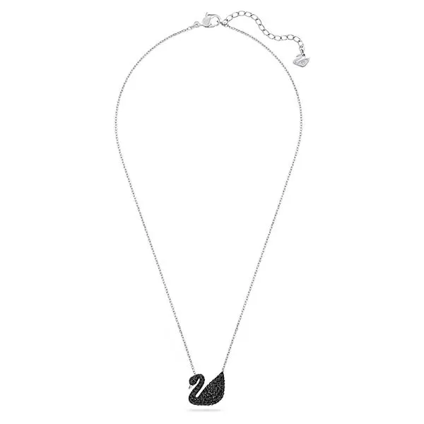 Dây Chuyền Nữ Swarovski Swan Pendant Swan, Black, Rhodium Plated 5347329 Màu Bạc