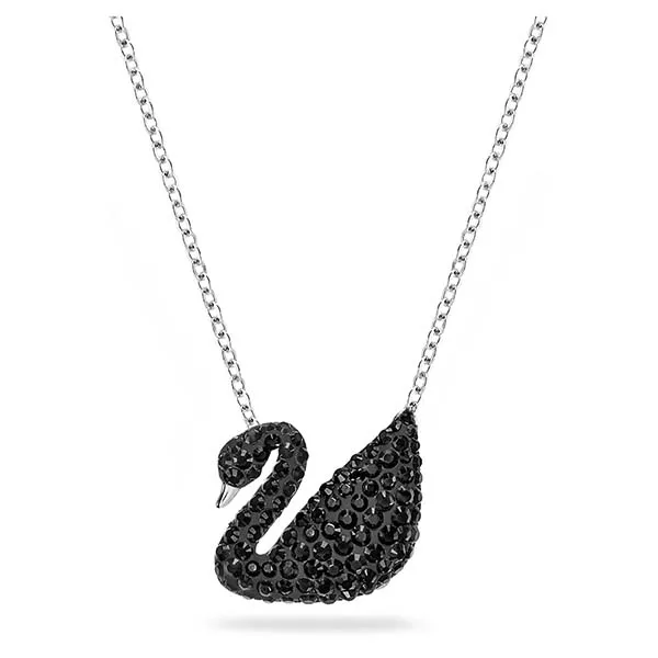 Dây Chuyền Nữ Swarovski Swan Pendant Swan, Black, Rhodium Plated 5347329 Màu Bạc