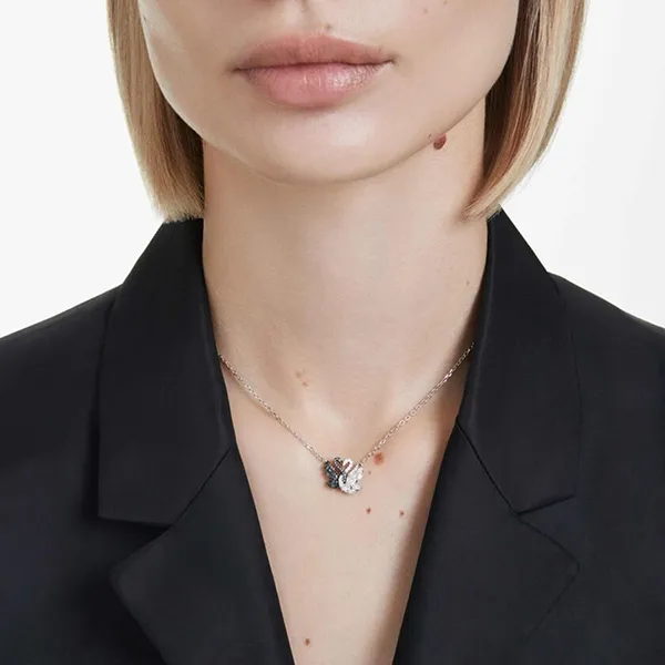 Dây Chuyền Nữ Swarovski Swan Pendant Swan, Black, Rhodium Plated 5705721 Màu Bạc/Đen