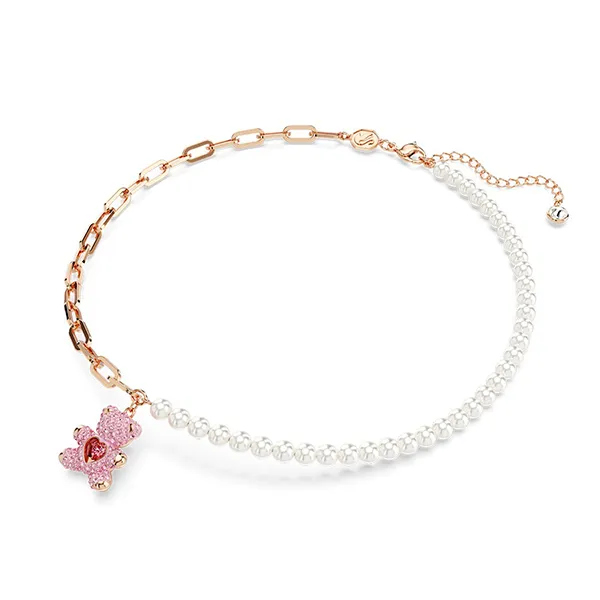Dây Chuyền Nữ Swarovski Teddy Pendant Crystal Pearl, Bear, Pink, Rose Gold-Tone Plated 5669166 Màu Hồng/Trắng