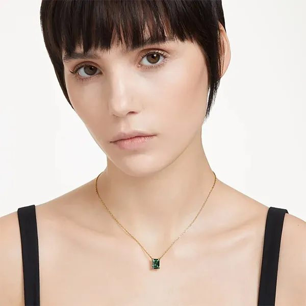 Dây Chuyền Swarovski Matrix Pendant Rectangular Cut, Green, Gold-Tone Plated 5677141 Màu Xanh Vàng